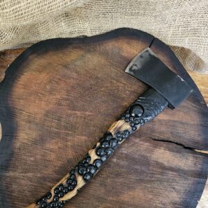 Hand Carved Wooden Axe | Rustic Garden Decor, Axe Throwing Display